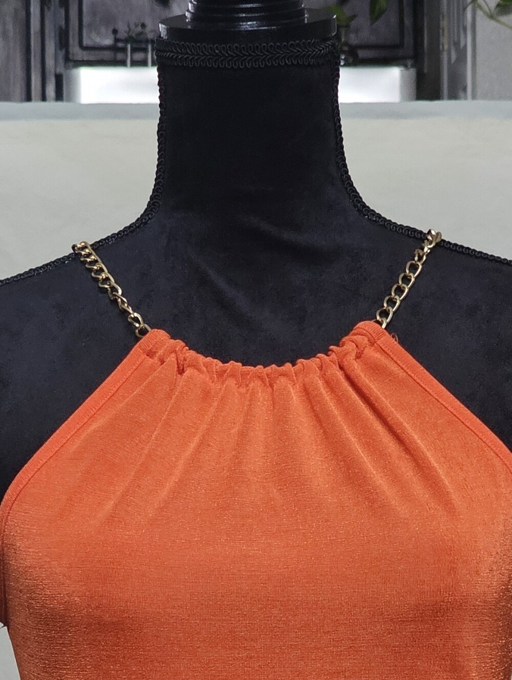 Heart Hips Orange Chain-Strap Mini Dress - M - - Picture 6 of 8